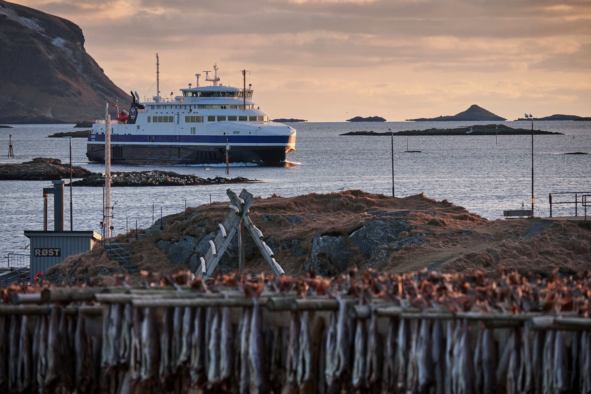 Aankomst ferry Røst, Lofoten