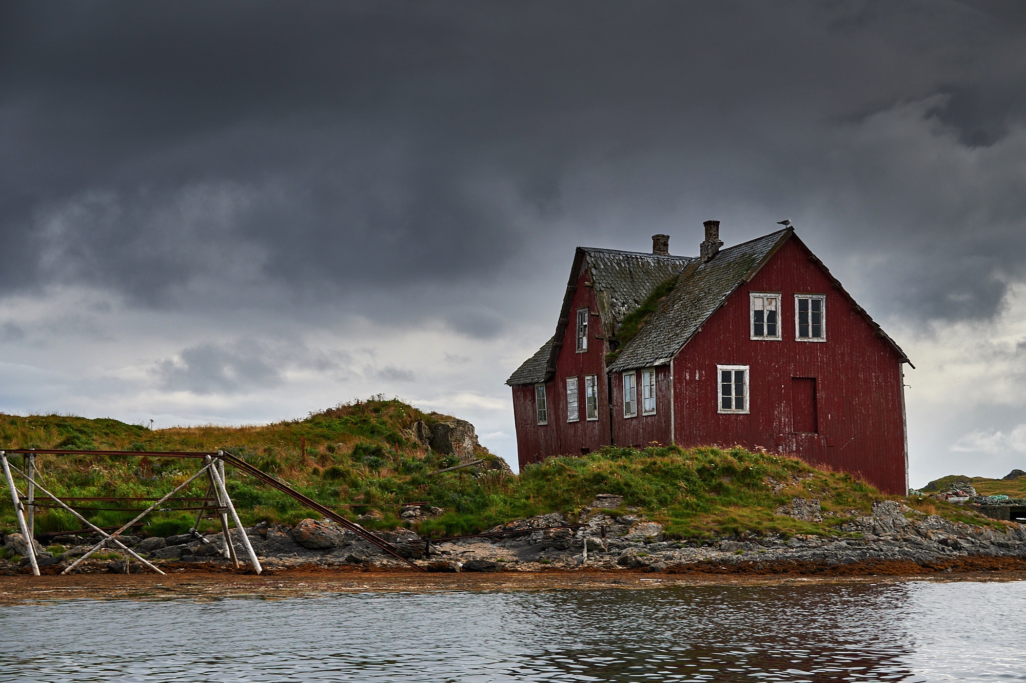 verlaten huis op het eiland Røst, Lofoten